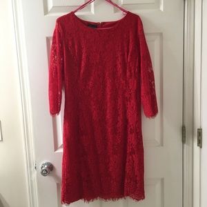 NWOT Red Lace Dress with 3/4 Sleeves